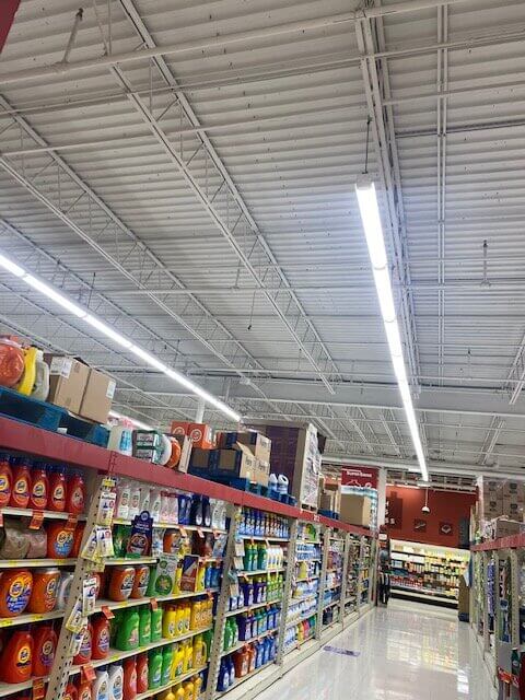 Super Saver grocery store lighting upgrade ceiling